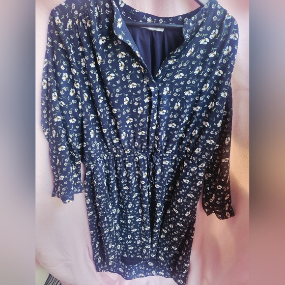 Nordstrom | DR (Daniel Rainn) Women's Floral Cinch Fit And Flare Dress In Indigo - Picture 4 of 7